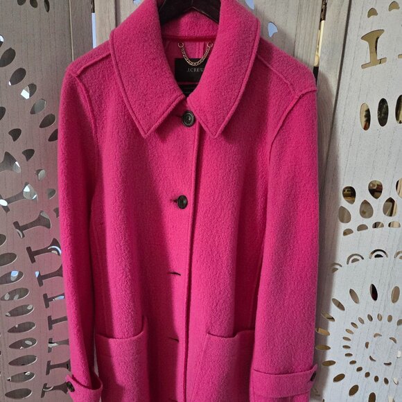 J Crew Lady Coat In Italian Boiled Wool - Light Fuchsia - 12 - Picture 4 of 7